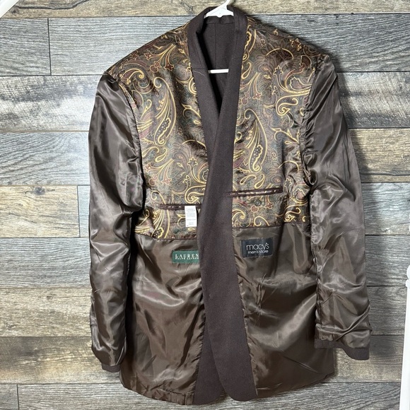 Lauren Ralph Lauren Men's Size 44L Long Wool Cashmere Sport Coat Blazer Brown - Picture 12 of 16